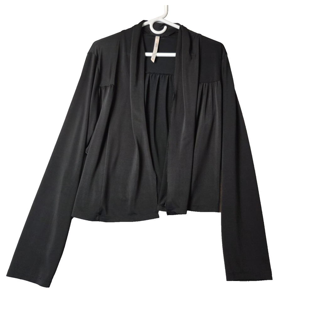 Cristina Love Black LS Open Front Lightweight Cardigan Shrug Women's XL Stretch